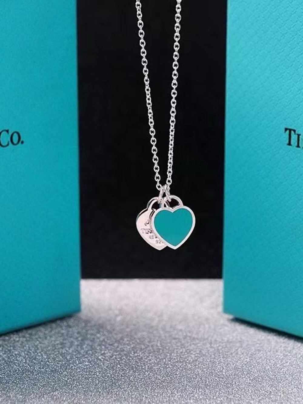 Tiffany & Co. Silver Heart Pendant Necklace with Turquoise Enamel